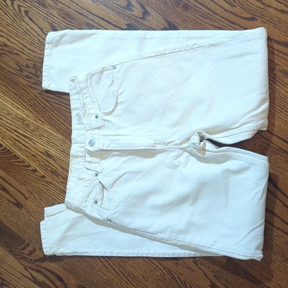Vtg Levis Orange Tab White Denim Jeans Slim Fit Tapered Leg Sz 10 W28 L32 - Picture 3 of 11